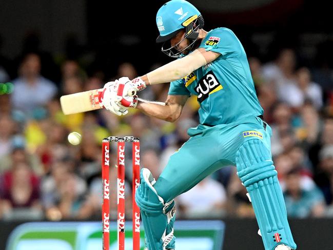 BRISBANE, AUSTRALIA - JANUARY 04: Joe Burns of the Heat plays a shot during the Big Bash League match between the Brisbane Heat and the Sydney Thunder at The Gabba, on January 04, 2021, in Brisbane, Australia. (Photo by Bradley Kanaris/Getty Images)