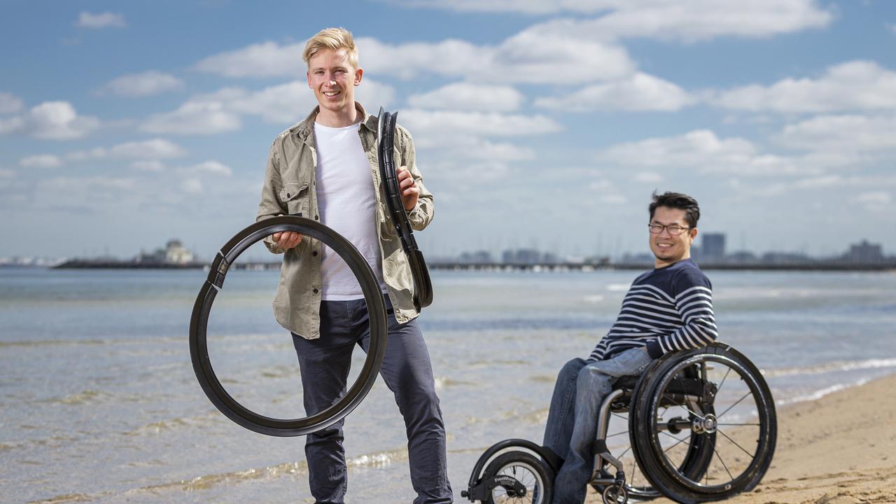 Ryan and Huy by the beach. Picture: Daniel Pockett