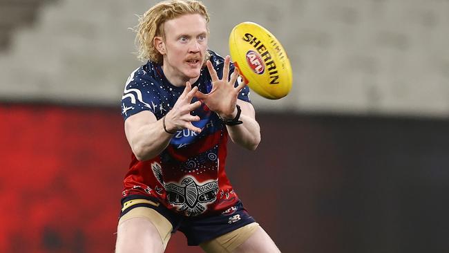 MELBOURNE - June 12 : AFL.   Clayton Oliver of the Demons trains after the round 13  AFL match between Melbourne and Collingwood at the MCG on June 12 , 2023, in Melbourne, Australia. Photo by Michael Klein.