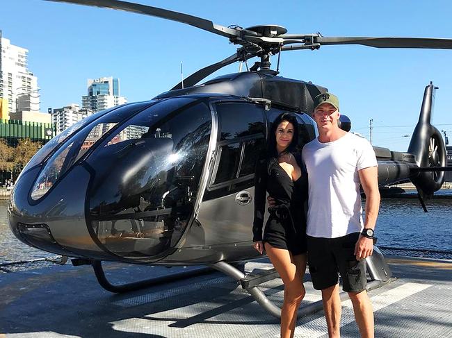 Sea World Helicopters pilot Ash Jenkinson and partner Kosha Richardson-Johnson.