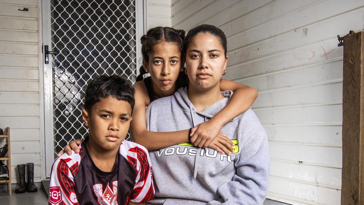 A Tingalpa mother has recounted the horrifying moment her nine-year-old son was almost kidnapped inside her own home. Maraea Powell and her children Arana, 9 (boy) and Jada 12 (girl). Picture: Nigel Hallett