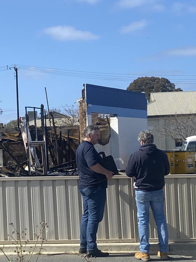 Business owner Corey Simpson at the scene of fire at Signlab on Port Rd, on Tuesday morning. Picture: Agnes Gichuhi