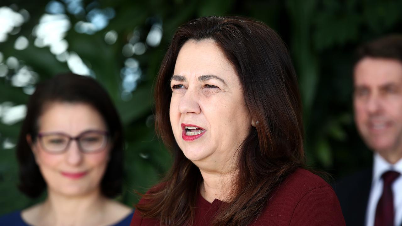 Premier Annastacia Palaszczuk speaks at the Mater Private hospital in Springfield Picture: NCA NewsWire / Jono Searle