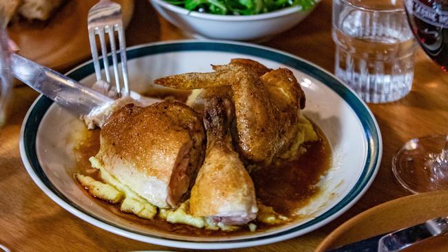 Roast chicken and bread sauce at the Scenic Hotel, Norton Summit.