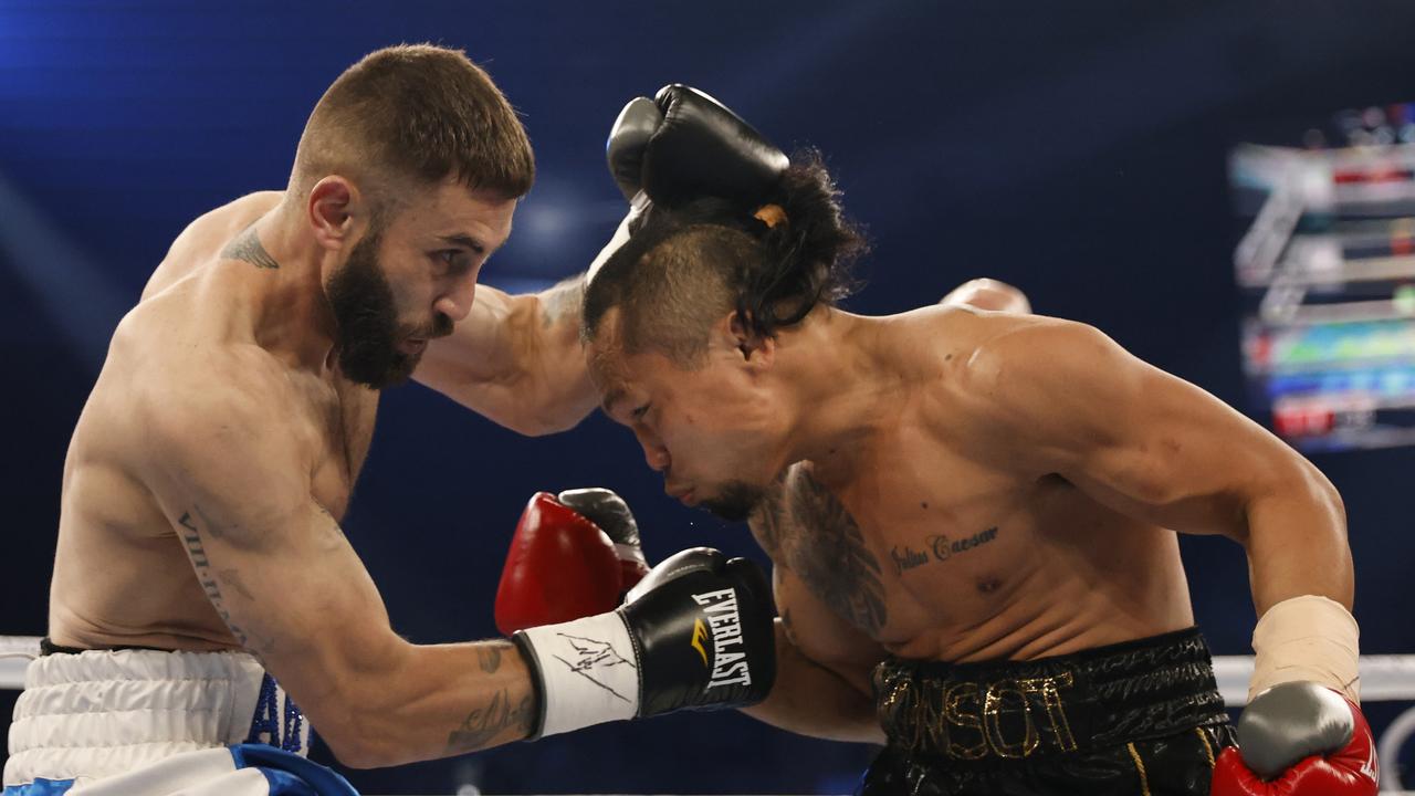 Sam Ah See throws a punch during the welterweight fight between Sam Ah See Czar Amonsot. (Photo by Mark Evans/Getty Images)