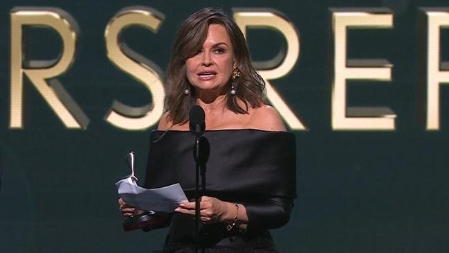 Lisa Wilkinson reading her Logies speech at the 2022 ceremony.