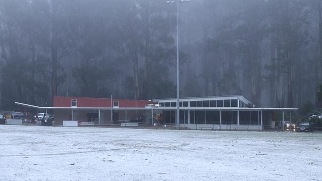 It was a bit colder at Olinda on Saturday morning. Picture: Olinda Ferny Creek Football Netball Club