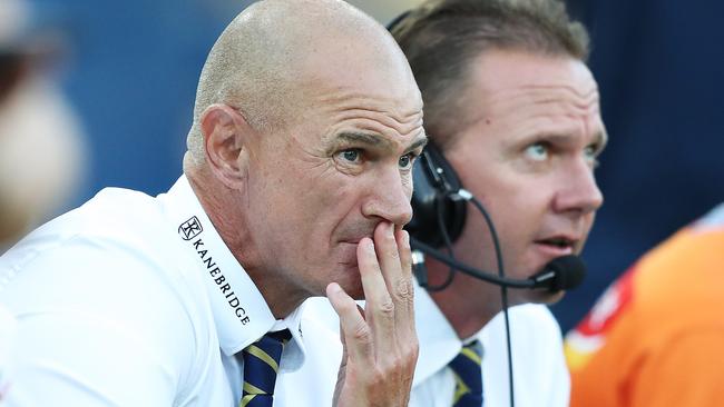Eels coach Brad Arthur watches his side from the sideline.