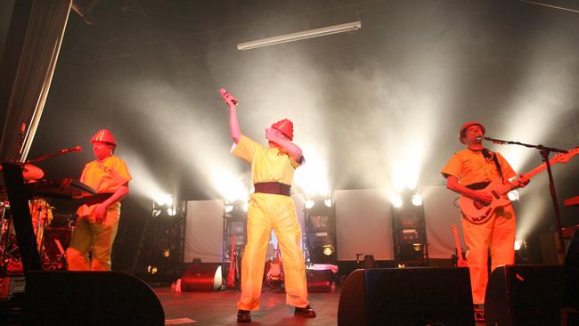 Devo in concert at the Thebarton Theatre.