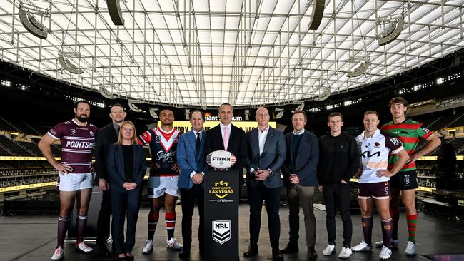 NRL chief executive Andrew Abdo at the official launch in Las Vegas. Picture: Grant Trouville