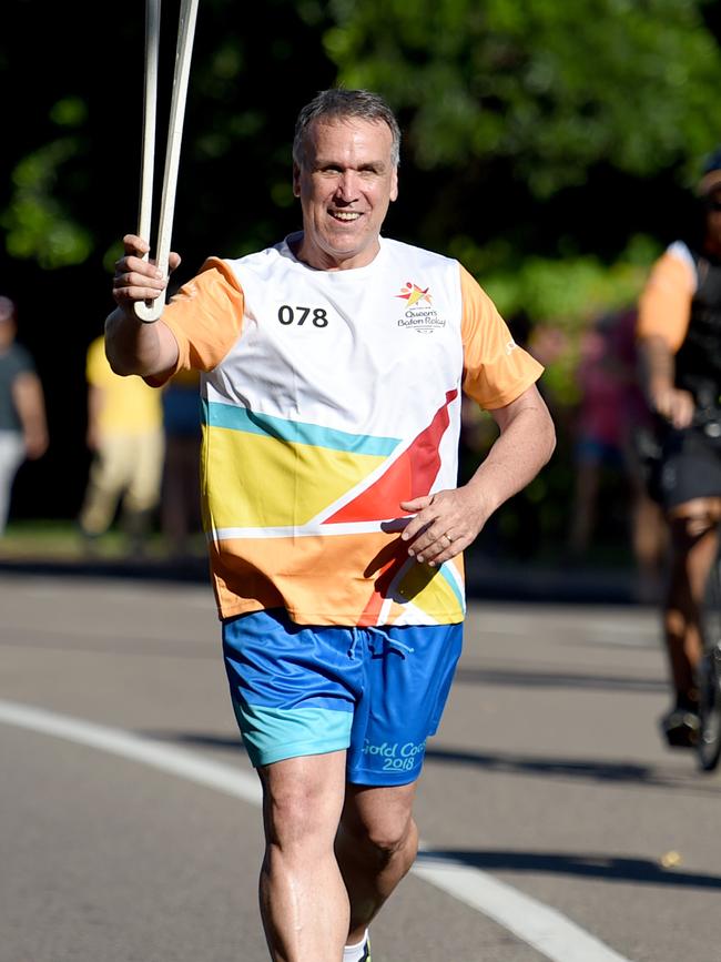 Glenn Buchanan in the Commonwealth Games 2018 Queens Baton Relay in Townsville. Picture: Alix Sweeney