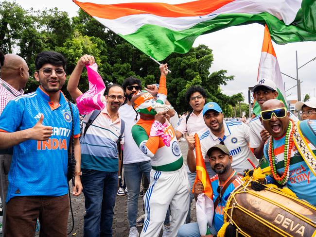 Indian fans bring the noise and colour outside the SCG on the morning of day 1. Photo: Tom Parrish