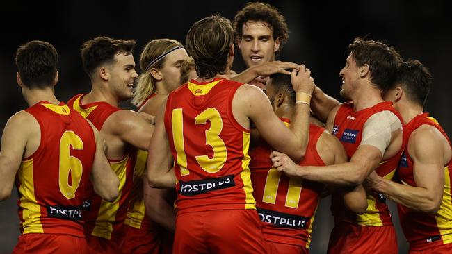 Touk Miller kicks the sealer for the Suns. Picture: Robert Cianflone/Getty Images