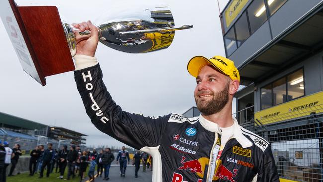 Shane van Gisbergen was all smiles after winning race one at the Auckland SuperSprint. Picture: AAP