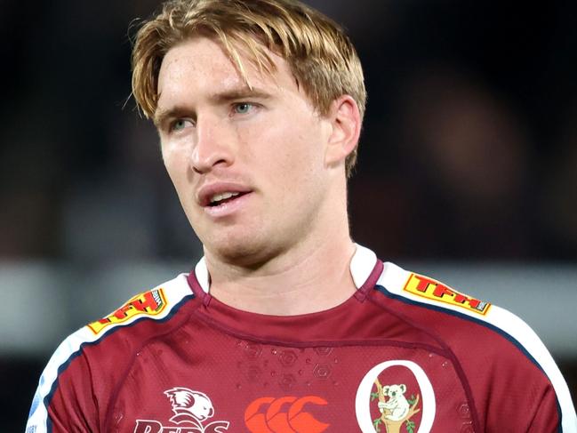 HAMILTON, NEW ZEALAND - JUNE 07: Tate McDermott of the Reds looks on during the Super Rugby Pacific Quarter Final match between Chiefs and Queensland Reds at FMG Stadium Waikato, on June 07, 2024, in Hamilton, New Zealand. (Photo by Michael Bradley/Getty Images)