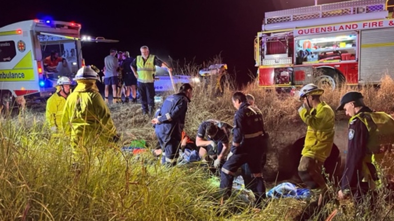 The service confirmed the two females were treated on scene by Queensland Ambulance Service personnel and the chopper’s flight medical team. Picture: RACQ CapRescue