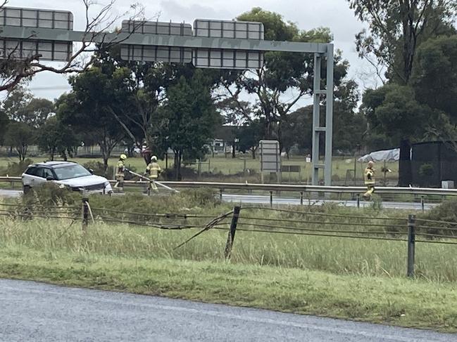 Emergency crews at the scene of a fatal hit-run near Truganina. Picture: Supplied