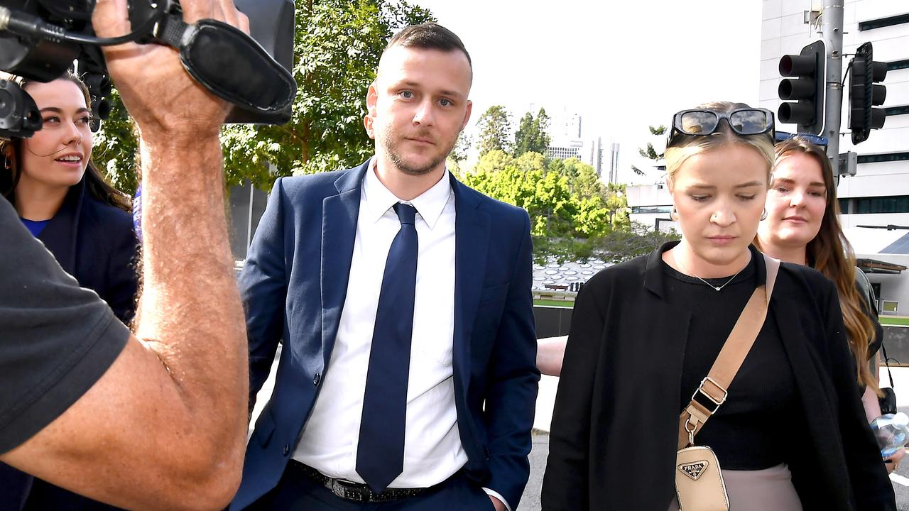 Bradley Bell walks from Brisbane Supreme Court a free man on Friday. Picture: NewsWire / John Gass