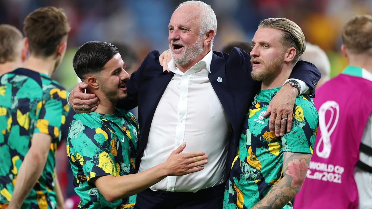 Graham Arnold built a strong bond with his players. Picture: Alex Grimm/Getty Images