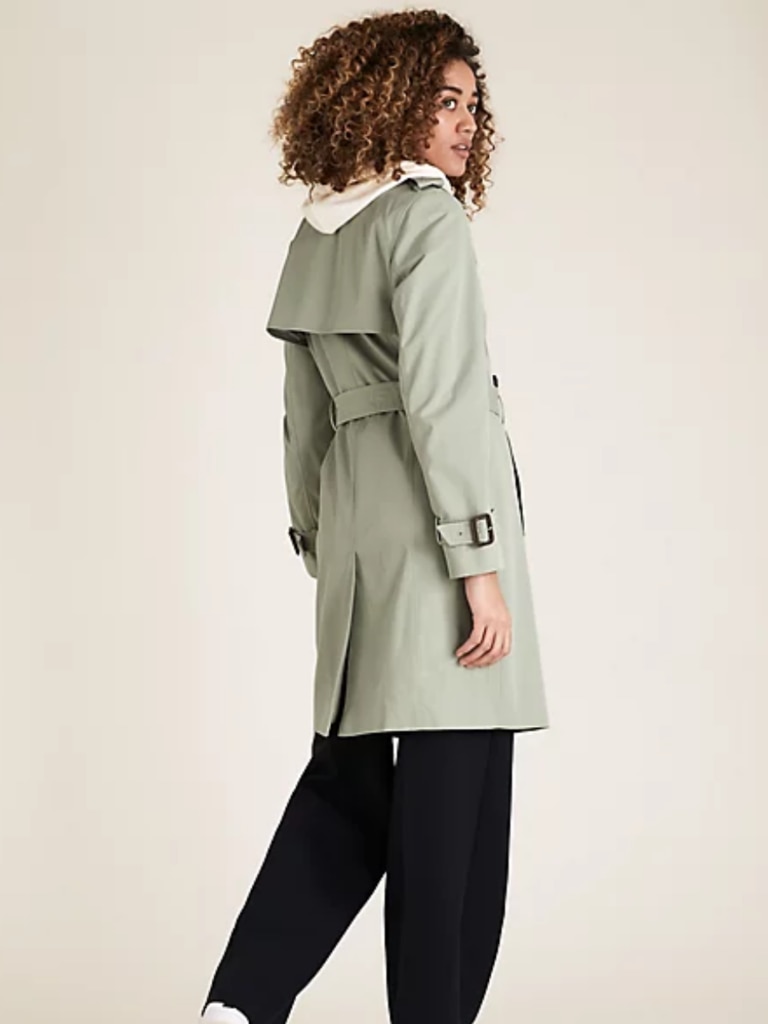 Double Breasted Trench Coat in pale apple. Image: Marks &amp; Spencer