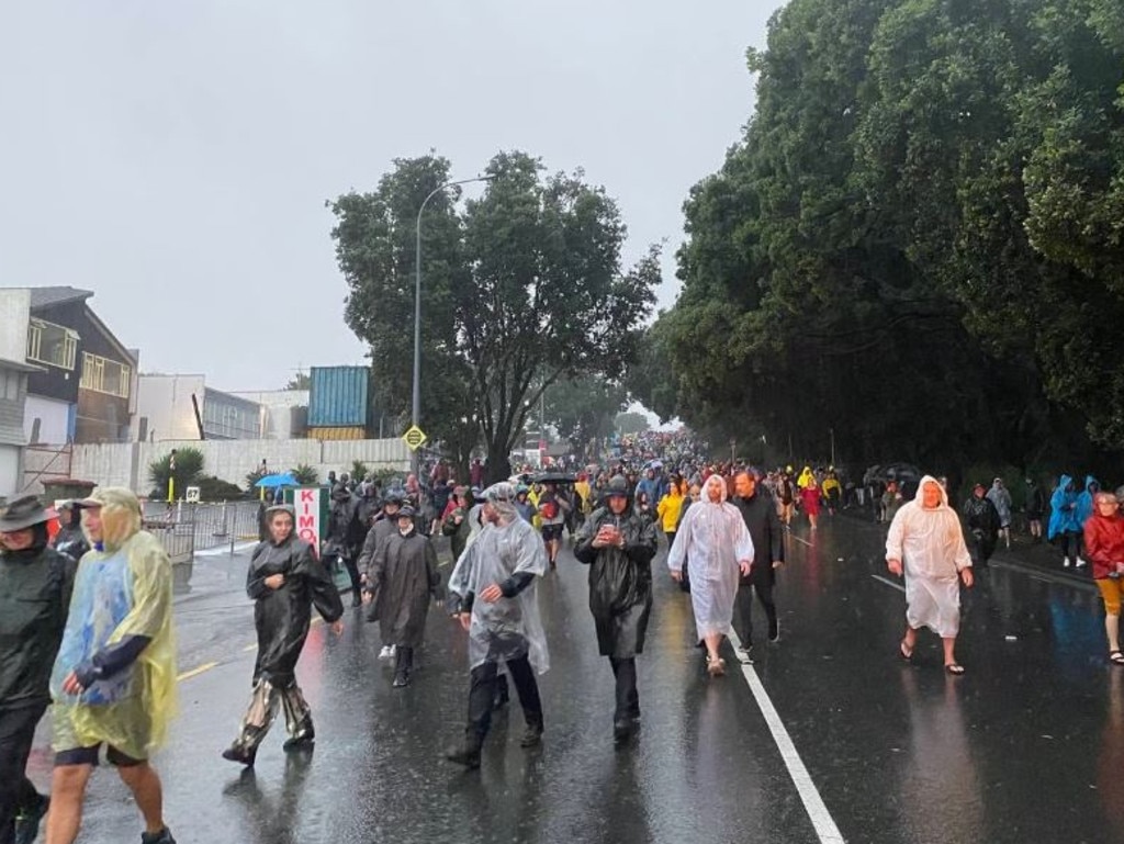 Disappointed fans stream from Mt Smart Stadium as Elton John’s concert is cancelled. Picture: Alanah Eriksen