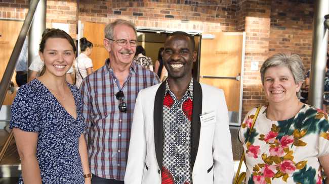 Supporting new citizen Abdelaziz Arbab (second, from right) are (from left) Laura Ayles, Ian Black and Anne Smith at the Toowoomba Regional Council Australian Citizenship Ceremony at The Annex, Friday, October 18, 2019. Picture: Kevin Farmer