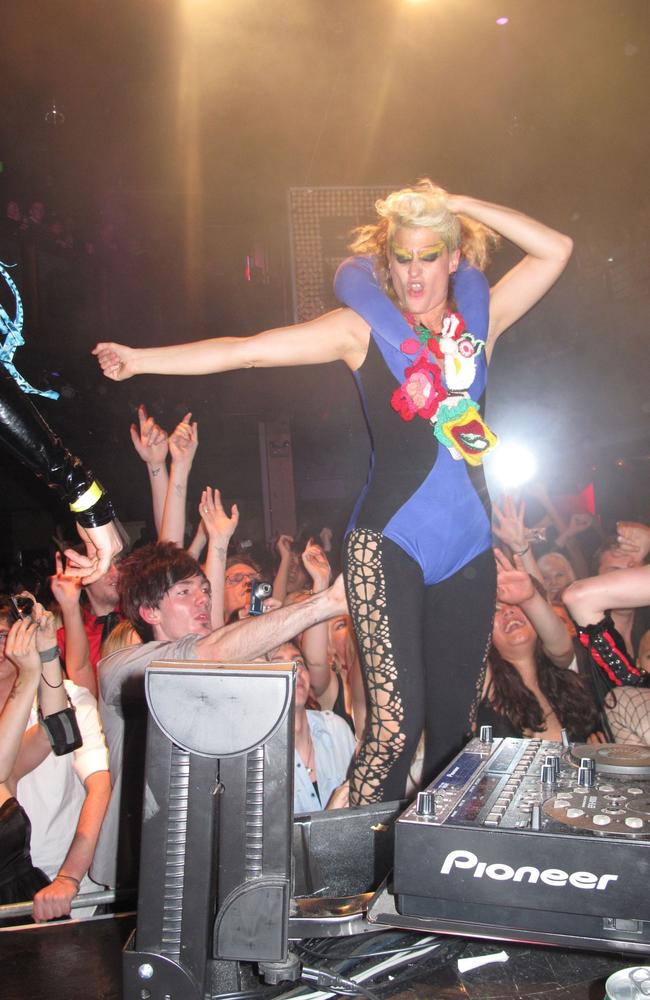 Canadian singer and club artist Peaches, performs at Home nightclub in 2009. Picture: Supplied.