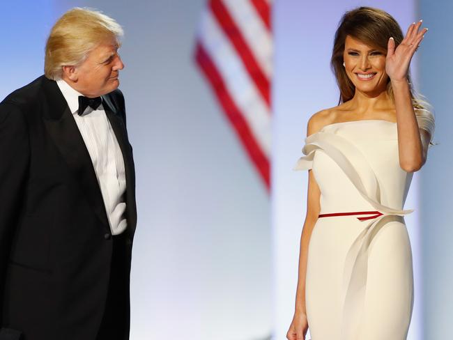 WASHINGTON, DC - JANUARY 20:  President Donald Trump introduces first lady Melania Trump at the Freedom Inaugural Ball at the Washington Convention Center January 20, 2017 in Washington, D.C.  President Trump was sworn today as the 45th U.S. President.  (Photo by Aaron P. Bernstein/Getty Images)