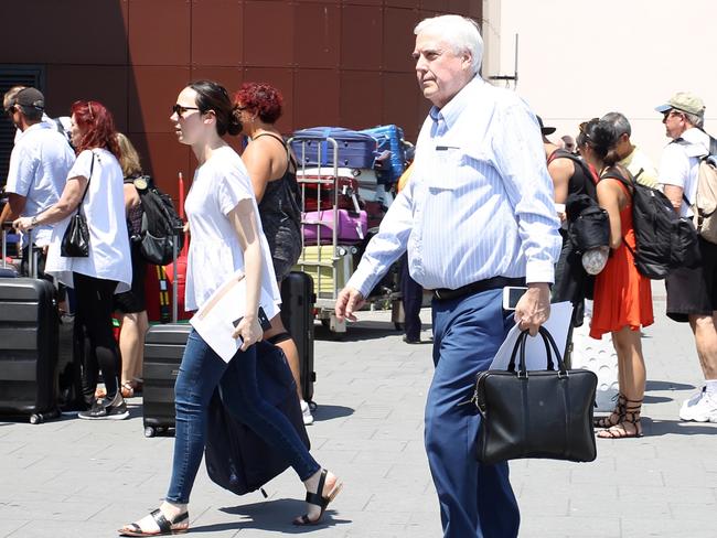 Clive Palmer and daughter Emily prepare to embark their luxury cruise liner in Barcelona. Picture: Martin Seras Lima