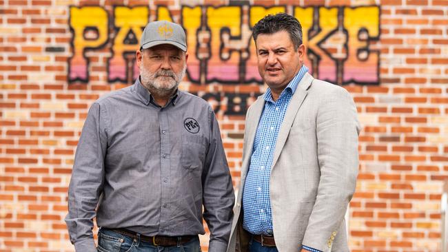 Pancake Kitchen director Mark Sandgren with liquidator Dominic Cantone. Picture: John Kruger