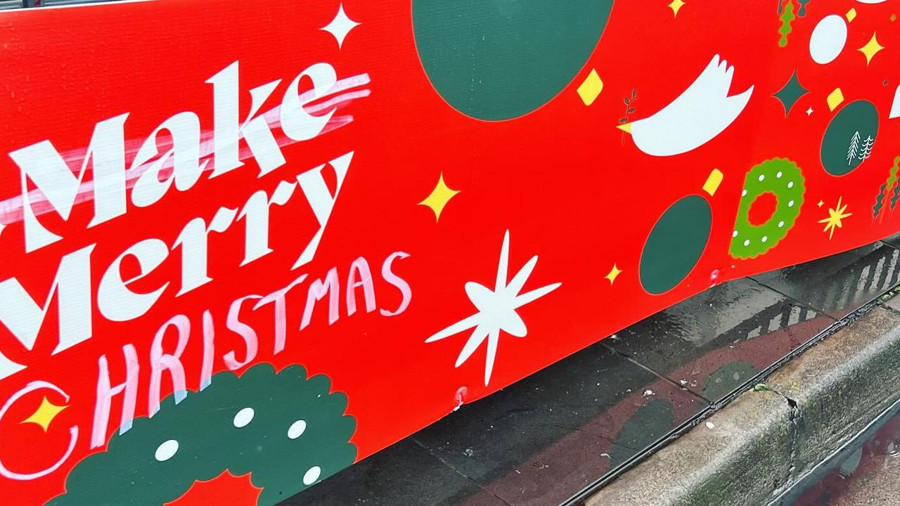 Some frustrated community members have vandalised the holiday decorations. Picture: Facebook