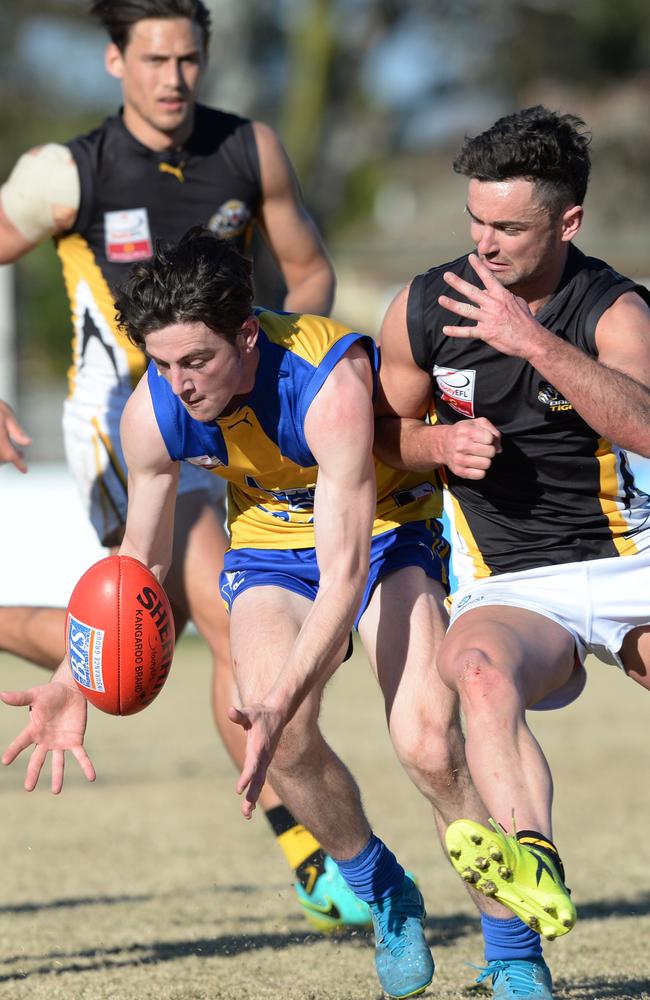 Luke Nelson on his way to a best-afield performance against Balwyn this year.