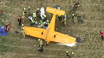 The plane on its roof at Moorabbin Airport. Picture: @KateMcG6