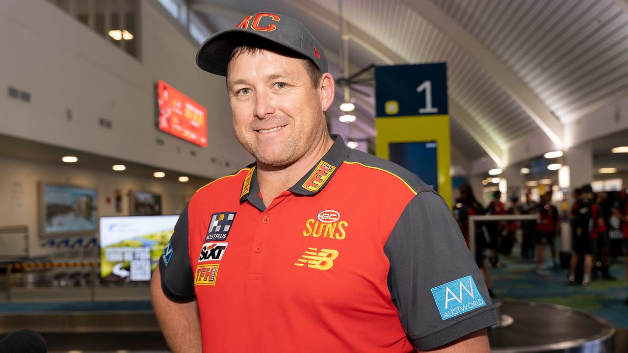 Stuart Dew and the Suns landed at Darwin Airport on Thursday (pictured) ahead of their doubleheader against the Western Bulldogs and Adelaide Crows. Pic: Pema Tamang Pakhrin