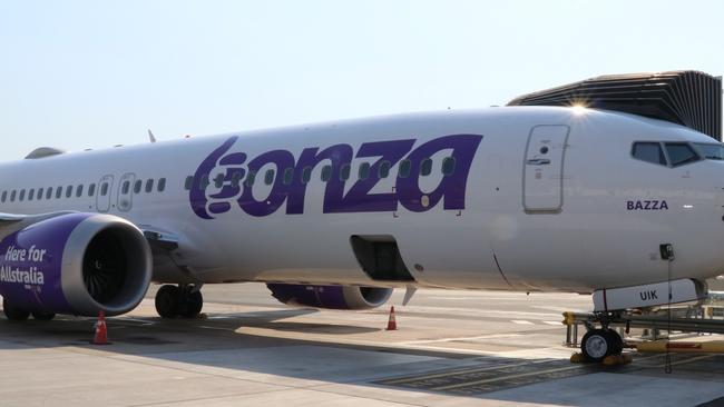 Bonza touches down at Darwin International Airport for a previous proofing flight. Pictures: Darwin International Airport