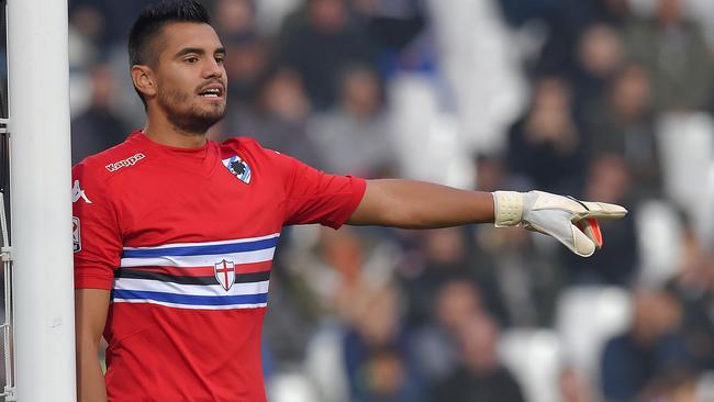 CESENA, ITALY - NOVEMBER 23: Sergio Romero of Sampdoria in action during the Serie A match between AC Cesena and UC Sampdoria at Dino Manuzzi Stadium on November 23, 2014 in Cesena, Italy. (Photo by Giuseppe Bellini/Getty Images)