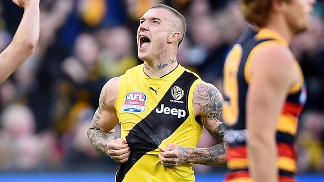 Dustin Martin’s Richmond will commence its premiership defence against Carlton in Round 1 of 2018. Picture: Nicole Garmston