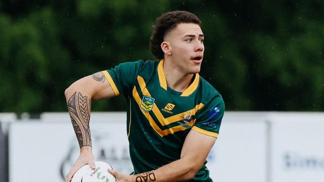 Sam Stephenson in action for the Australian Schoolboys against France under-19s. Picture: Gold Coast Titans Facebook.