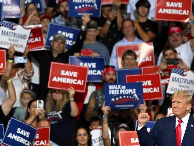 Former US President Donald Trump arrives to speak during a campaign rally in Wilkes-Barre, Pennsylvania. Picture: AFP.