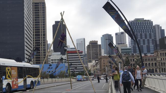 A 22-year-old midwife blocked peak hour traffic in the Brisbane CBD in September. Picture: Extinction Rebellion