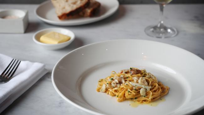 Italian is dominating the plate: Di Stasio Citta’s capellini con grachio. Picture: Rebecca Michael