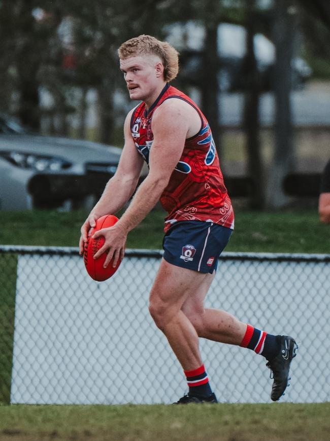 Wilston Grange player Ned Rosenbrock in action. Picture: Clyde Scorgie/Brooke Sleep Media