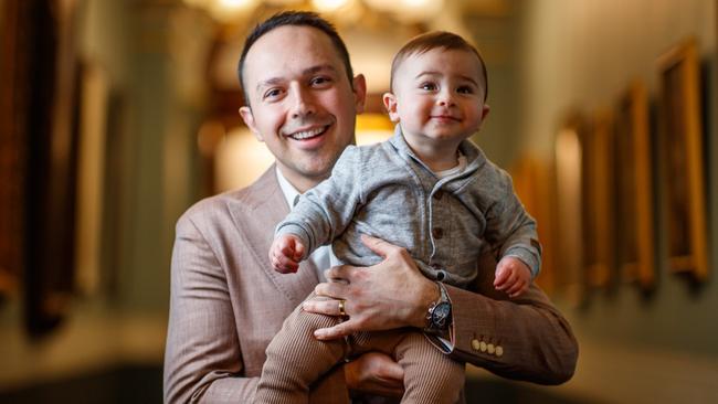 Arman Abrahimzadeh with his son Raphael. Picture Matt Turner.