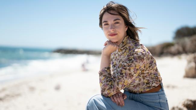 An eternally grateful Alexandra Moroianu on the beach near her home in Western Australia. Picture: Tony McDonough