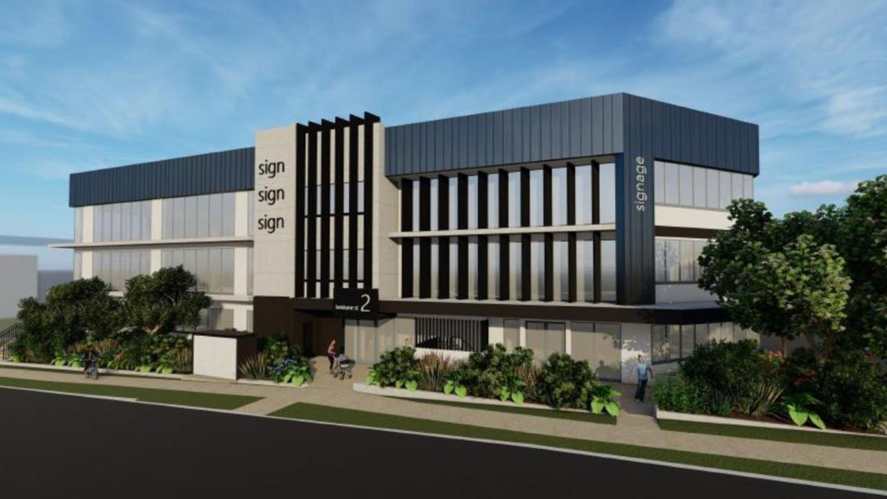 Rendering of proposed childcare centre and office building on Brisbane and Limestone Street. Picture: Mewing Planning Consultants/Benstead Holdaway