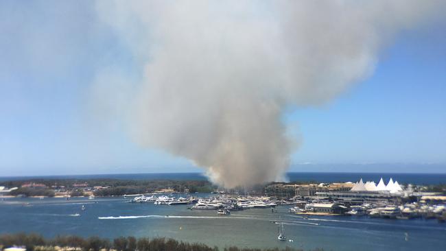 Fire on The Spit at Main Beach on the Gold Coast. Picture: Sam Cleaveland