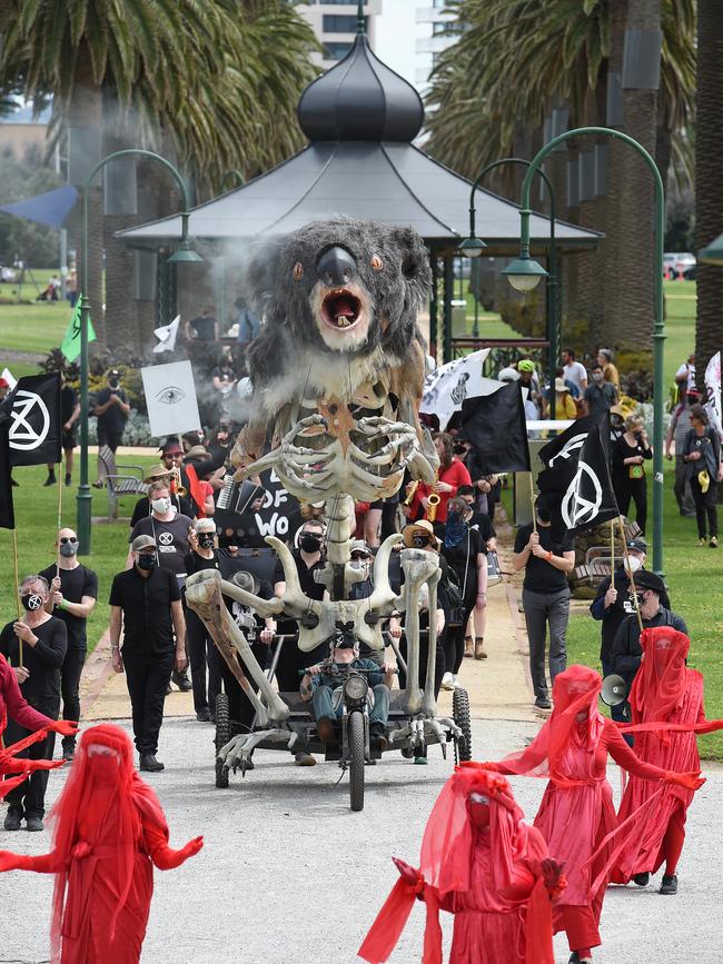 The protest in St Kilda. Picture: Josie Hayden