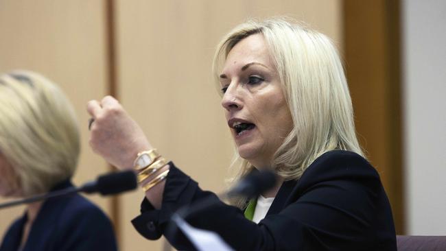 Christine Holgate questioned over the watches affair at a Senate estimates hearing last year. Picture: Gary Ramage