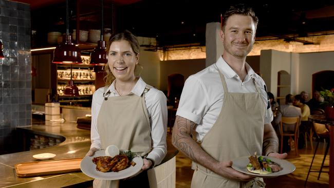 Aurora executive chef Brendan Wessels, right, with front of house member Olivia Den Dekker. Picture: Naomi Jellicoe