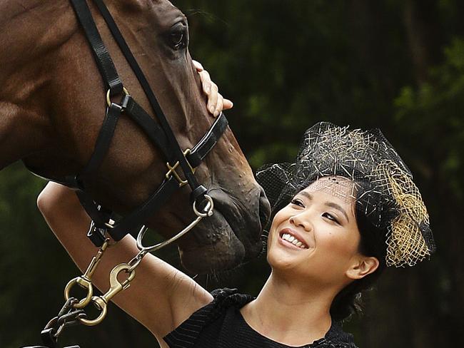 Jockey Deanne Panya with Dixie Blossoms at Randwick today. Dixie Blossoms is running in the Group 1 Coolmore Classic on Saturday.Picture: Justin Lloyd